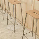 Adam Counter Stool Raw Steel Natural Leather H76