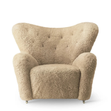 Sillón de hombre cansado, piel de oveja