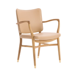 Silla Monarch VLA61, roble aceitado y cuero Sif-95 color canela